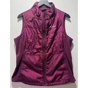 Columbia Puffer Fleece‎ Vest Women's Size L Burgundy Quilted Full Zip